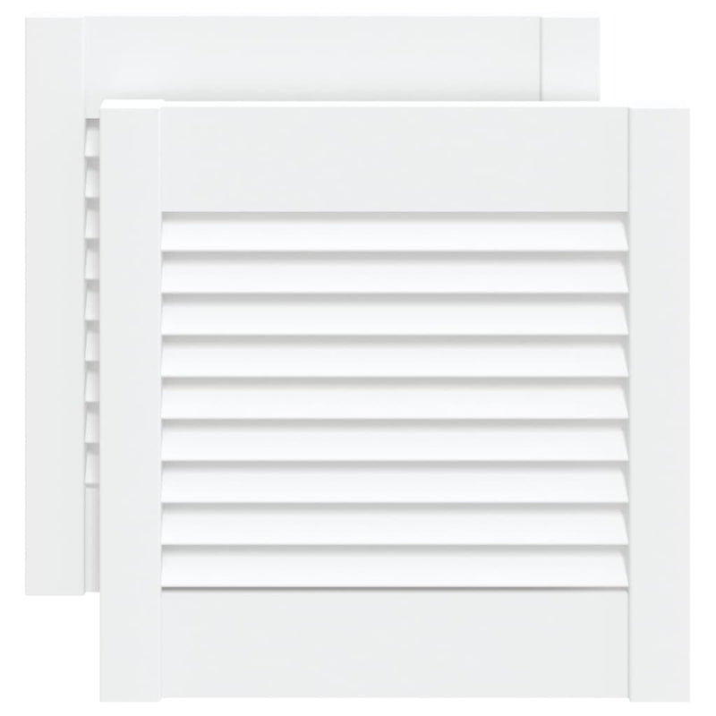 Load image into Gallery viewer, Vidaxl kastdeuren met lamellen 2 st 39,5x39,4 cm grenenhout wit