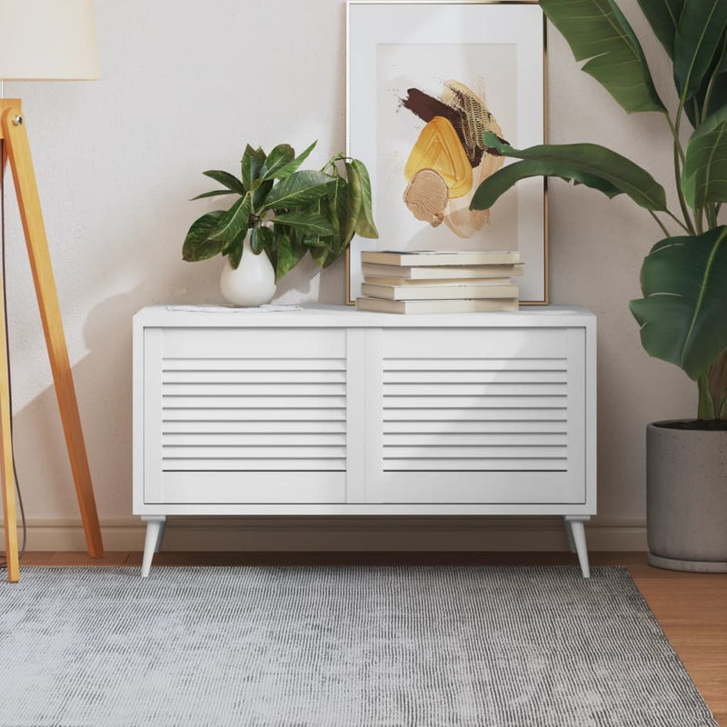 Load image into Gallery viewer, Vidaxl kastdeuren met lamellen 2 st 39,5x49,4 cm grenenhout wit