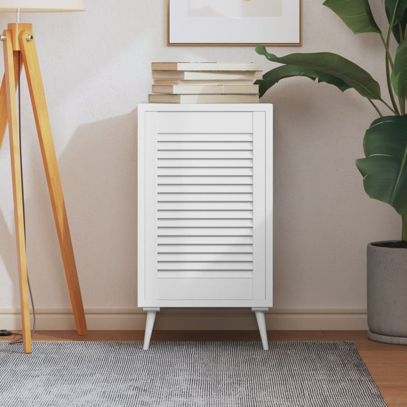 Load image into Gallery viewer, Vidaxl kastdeur met lamellen 61,5x39,4 cm massief grenenhout wit