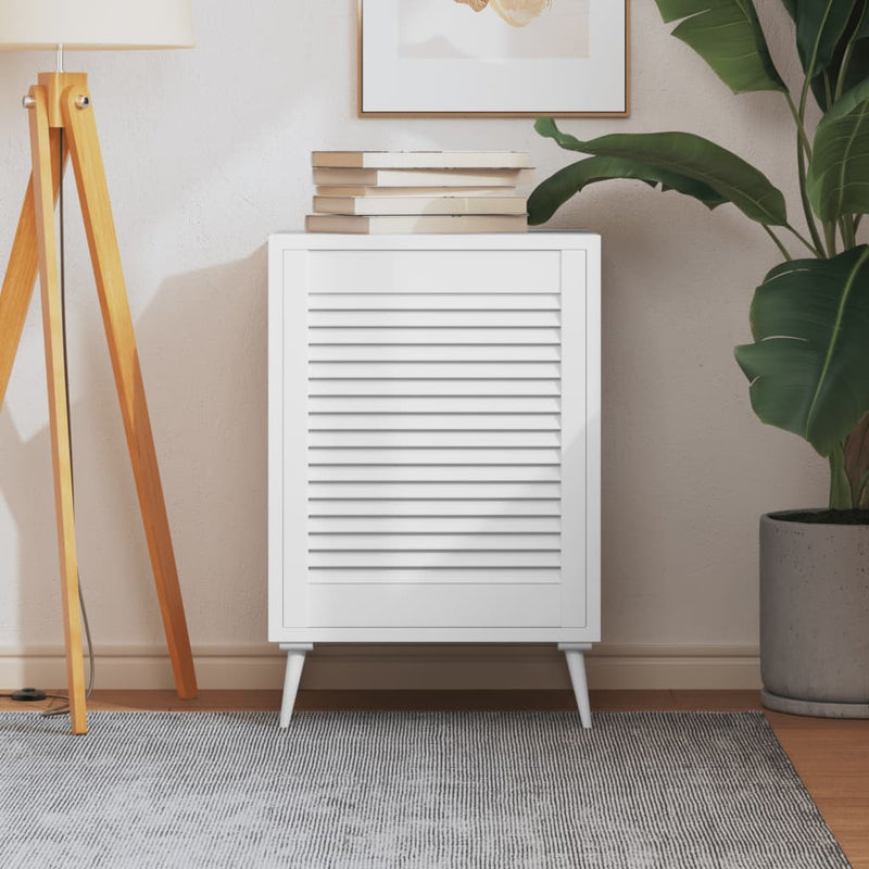 Load image into Gallery viewer, Vidaxl kastdeur met lamellen 61,5x49,4 cm massief grenenhout wit