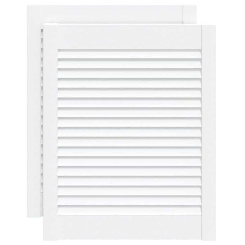 Load image into Gallery viewer, Vidaxl kastdeuren met lamellen 2 st 61,5x49,4 cm grenenhout wit