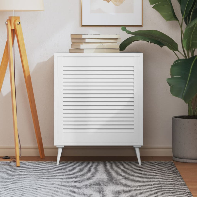 Load image into Gallery viewer, Vidaxl kastdeur met lamellen 61,5x59,4 cm massief grenenhout wit