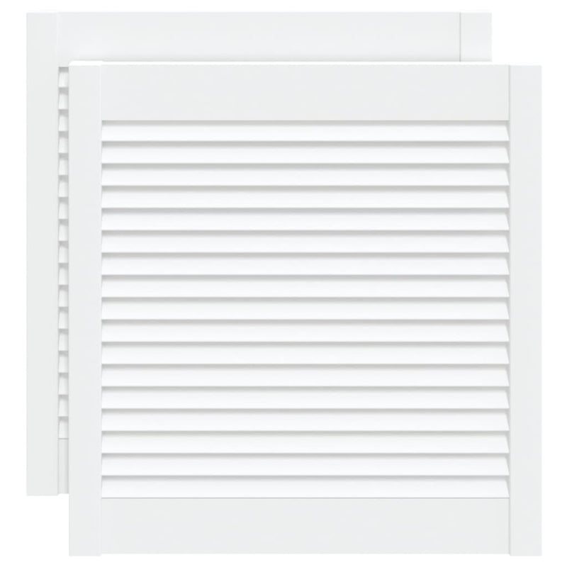 Load image into Gallery viewer, Vidaxl kastdeuren met lamellen 2 st 61,5x59,4 cm grenenhout wit