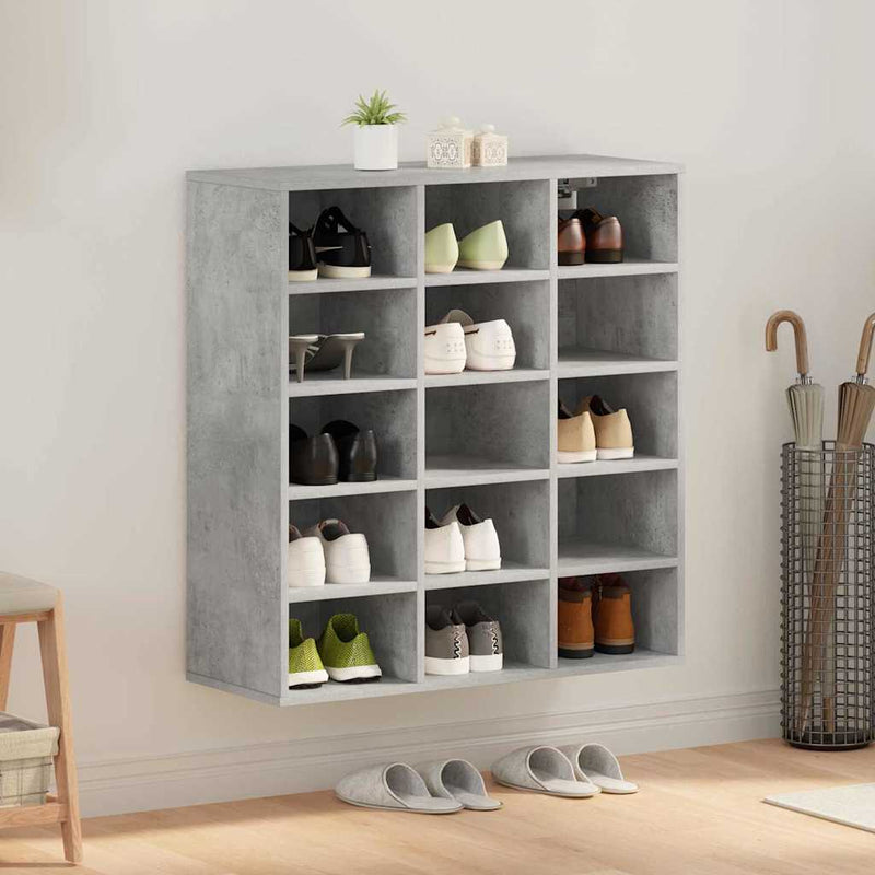 Afbeelding laden in galerijviewer, Vidaxl schoenenkast betongrijs 77,5 x 30 x 83,5 cm bewerkt hout