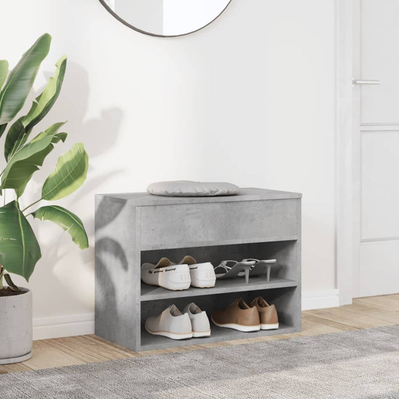 Load image into Gallery viewer, Vidaxl schoenenbank 60x30x45 cm bewerkt hout betongrijs