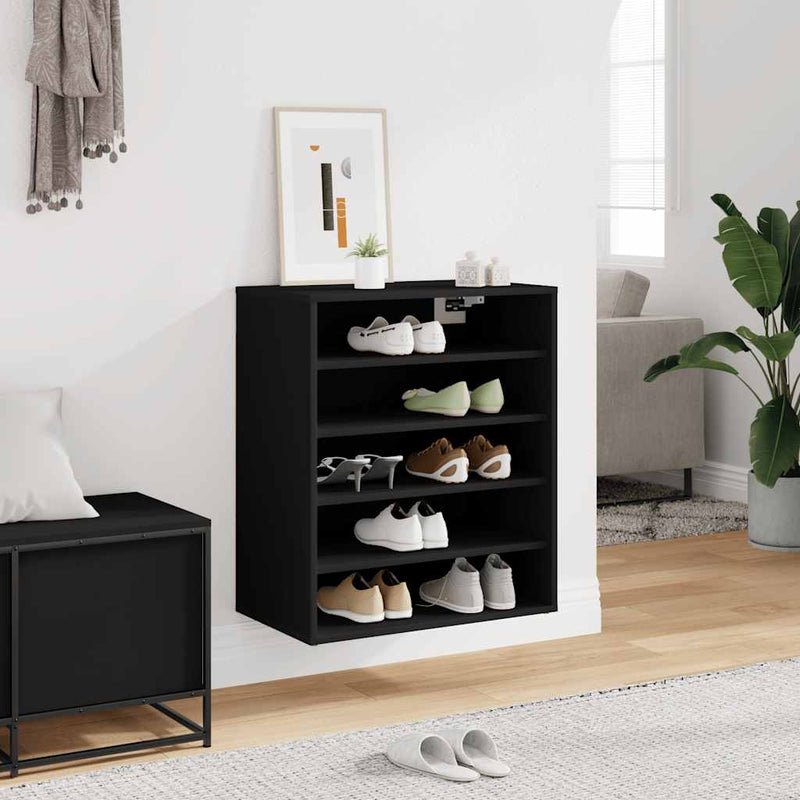 Load image into Gallery viewer, Vidaxl schoenenkast 60x35x70 cm bewerkt hout zwart