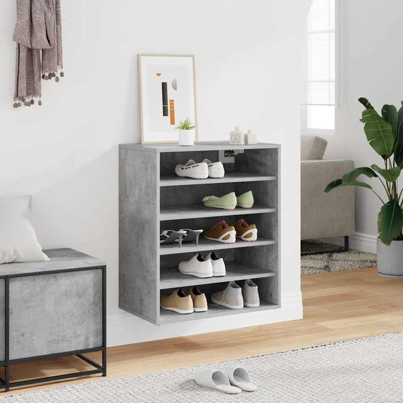 Load image into Gallery viewer, Vidaxl schoenenkast 60x35x70 cm bewerkt hout betongrijs