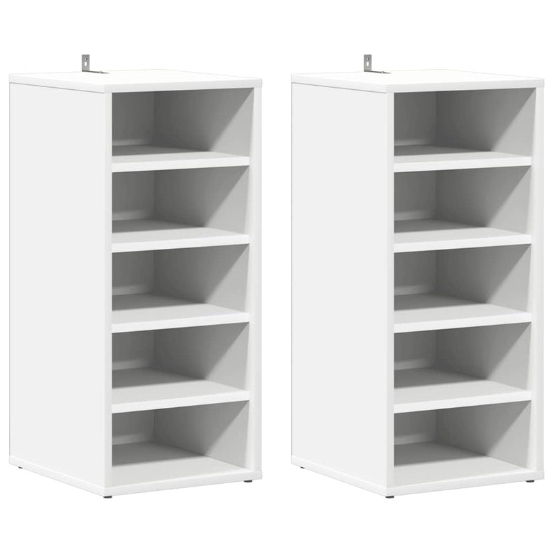 Load image into Gallery viewer, Vidaxl schoenenkasten 2 st 31,5x35x70 cm bewerkt hout wit