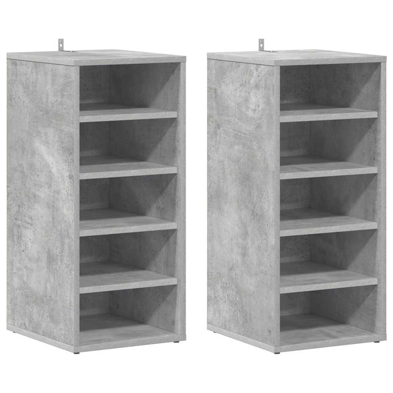 Load image into Gallery viewer, Vidaxl schoenenkasten 2 st 31,5x35x70 cm bewerkt hout betongrijs