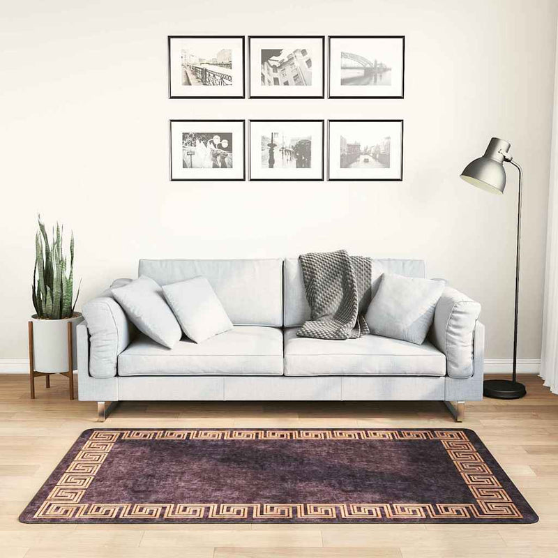 Load image into Gallery viewer, Vidaxl vloerkleed wasbaar anti-slip 80x150 cm zwart en goudkleurig