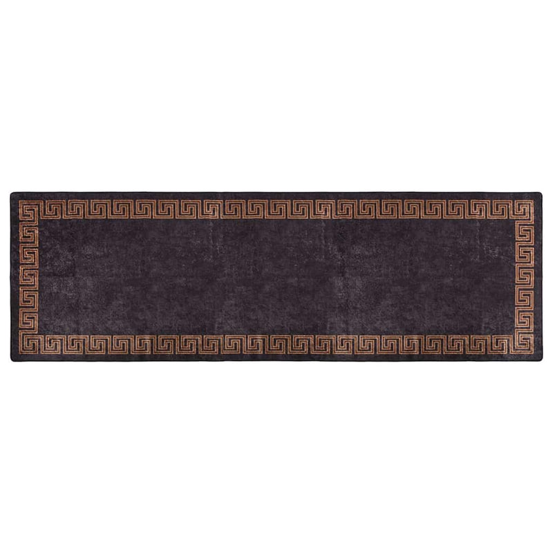 Load image into Gallery viewer, Vidaxl vloerkleed wasbaar anti-slip 80x300 cm zwart en goudkleurig