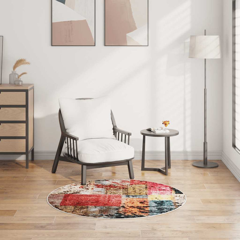 Load image into Gallery viewer, Vidaxl vloerkleed wasbaar anti-slip patchwork ø120 cm meerkleurig