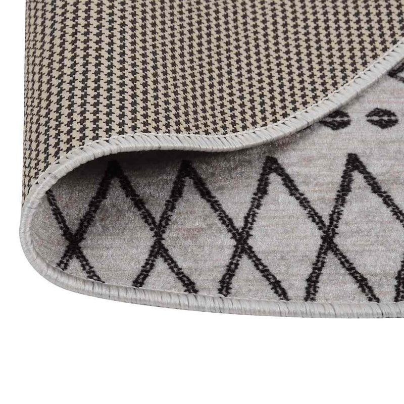 Afbeelding laden in galerijviewer, Vidaxl vloerkleed wasbaar anti-slip ø120 cm zwart en wit