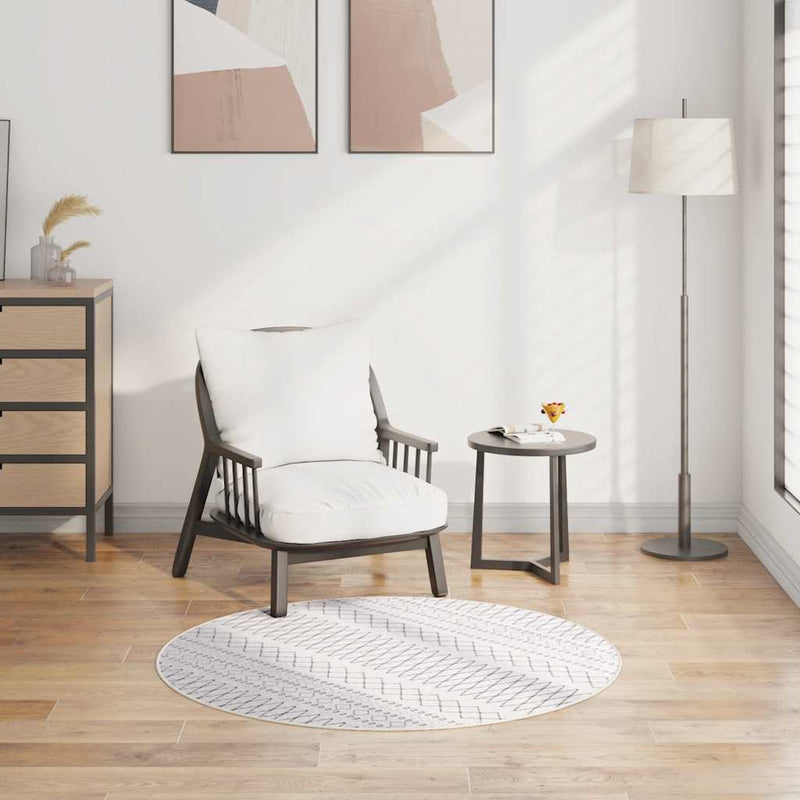 Afbeelding laden in galerijviewer, Vidaxl vloerkleed wasbaar anti-slip ø120 cm zwart en wit