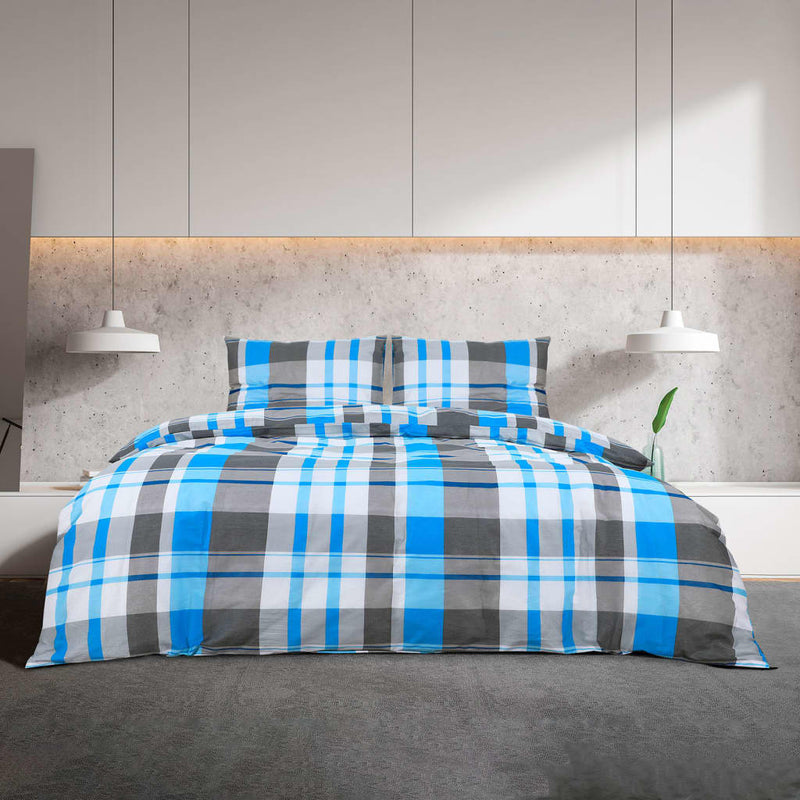 Load image into Gallery viewer, Vidaxl dekbedovertrekset 140x200 cm katoen blauw en grijs