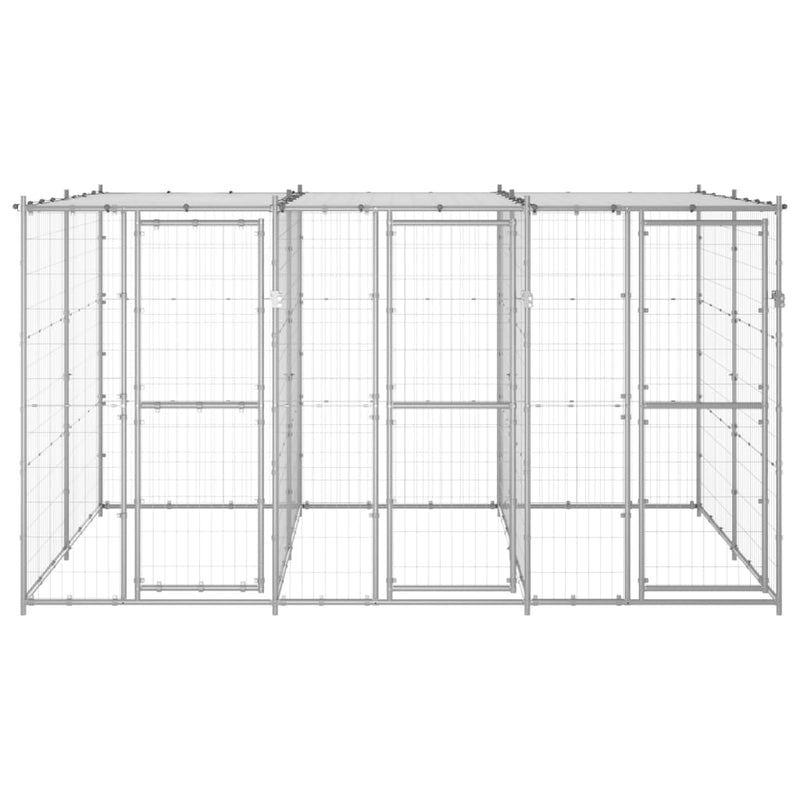 Load image into Gallery viewer, VidaXL Hondenkennel met dak 7,26 m² gegalvaniseerd staal