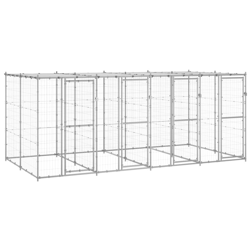 Load image into Gallery viewer, VidaXL Hondenkennel met dak 9,68 m² gegalvaniseerd staal
