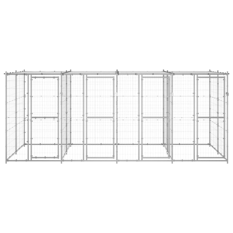 Load image into Gallery viewer, VidaXL Hondenkennel met dak 9,68 m² gegalvaniseerd staal