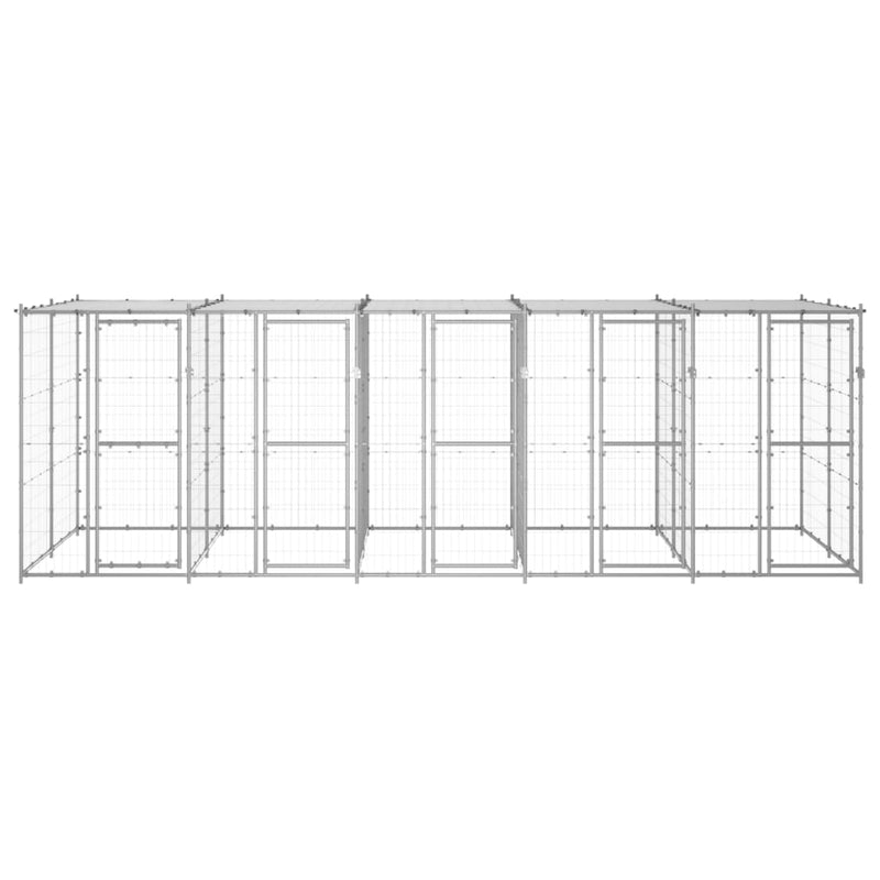 Load image into Gallery viewer, VidaXL Hondenkennel met dak 12,1 m² gegalvaniseerd staal