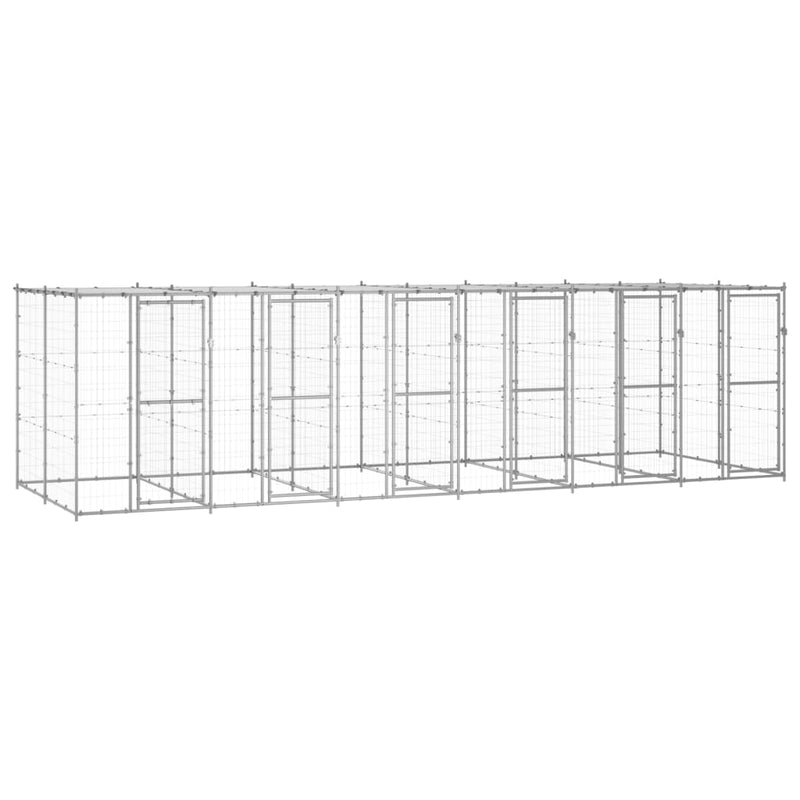 Load image into Gallery viewer, VidaXL Hondenkennel met dak 14,52 m² gegalvaniseerd staal