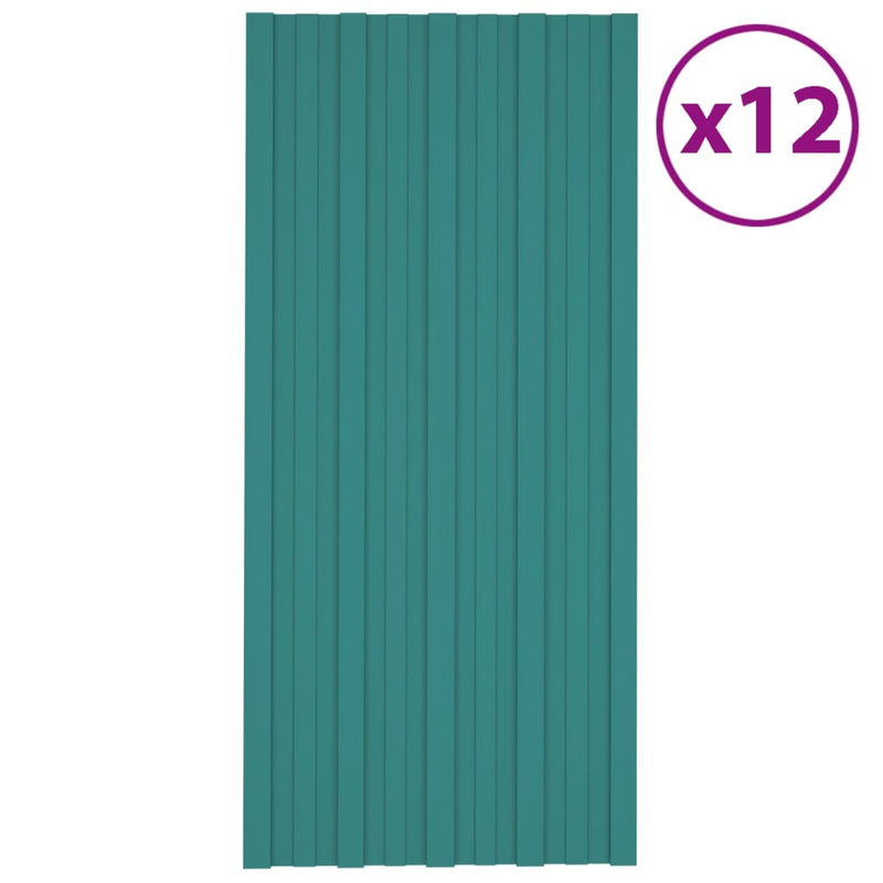 Load image into Gallery viewer, VidaXL Dakpanelen 12 st 100x45 cm gegalvaniseerd staal groen