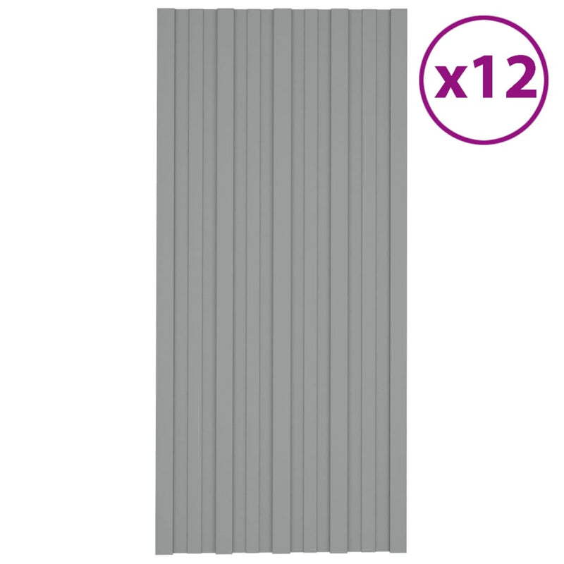 Load image into Gallery viewer, Vidaxl dakpanelen 12 st 100x45 cm gegalvaniseerd staal grijs