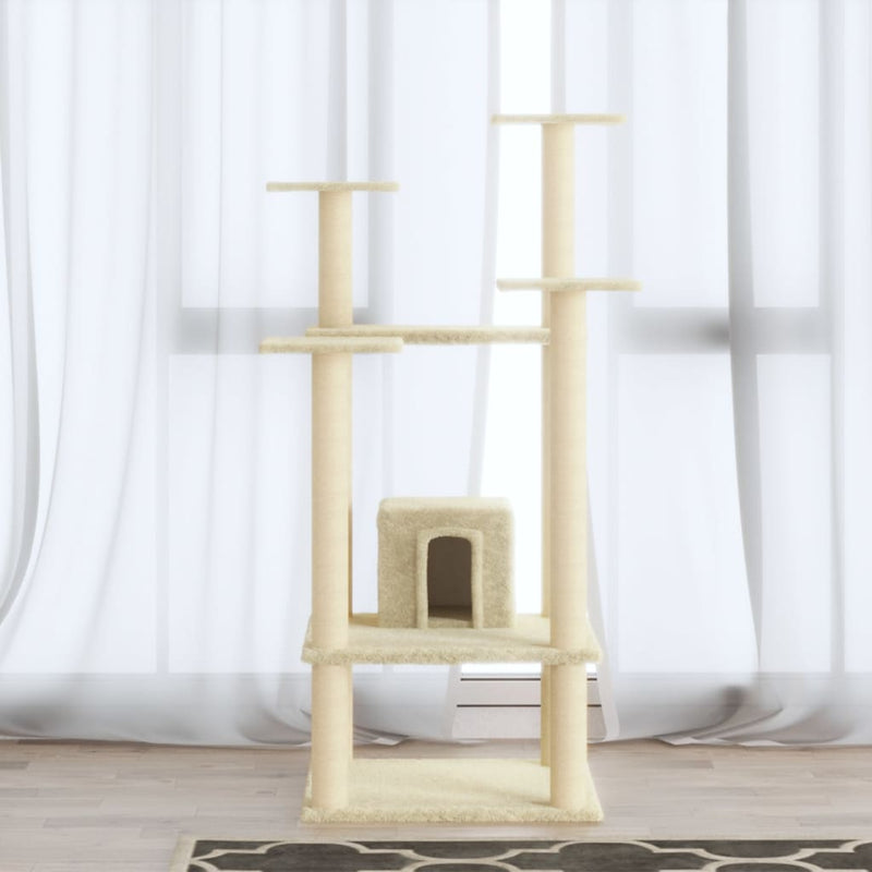 Load image into Gallery viewer, Vidaxl kattenkrabpaal met sisal krabpalen 110 cm crèmekleurig