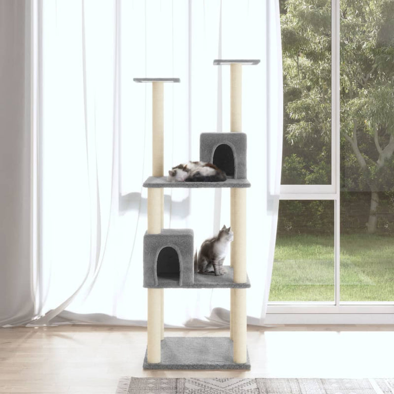 Load image into Gallery viewer, Vidaxl kattenmeubel met sisal krabpalen 141 cm lichtgrijs