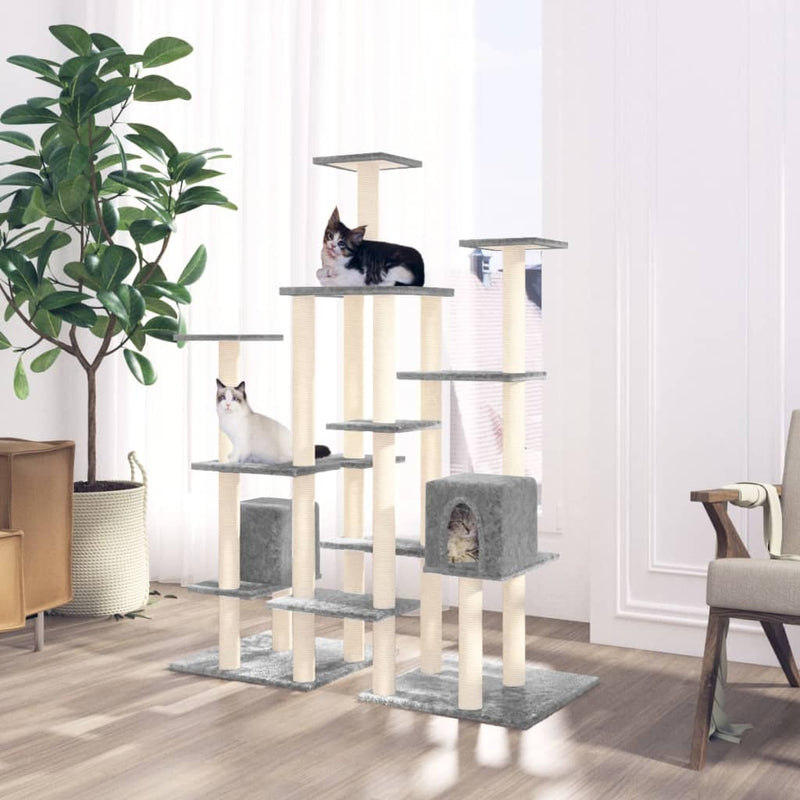 Load image into Gallery viewer, VidaXL Kattenmeubel met sisal krabpalen 145 cm lichtgrijs