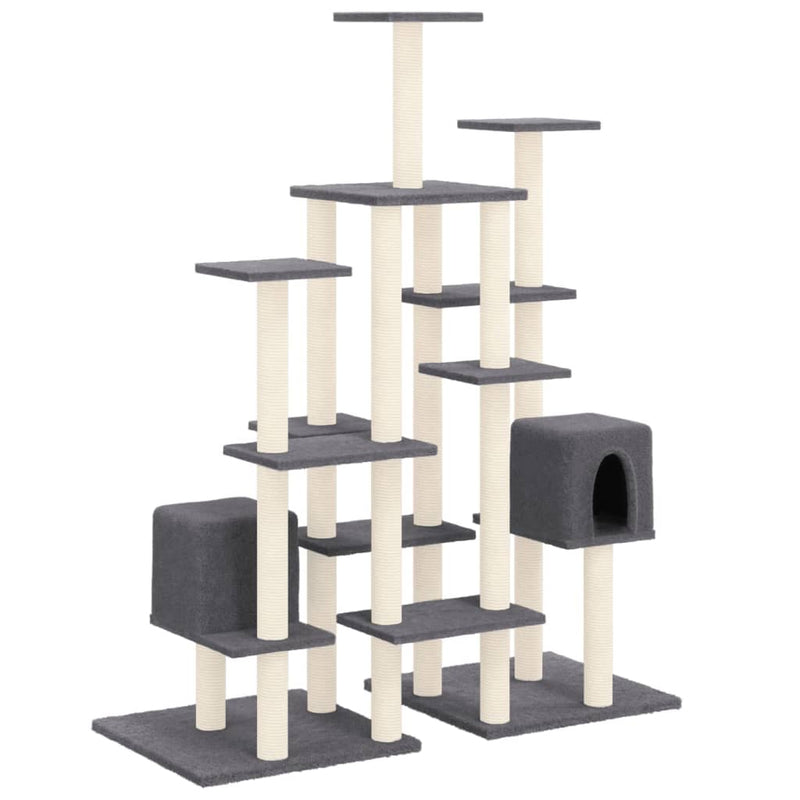 Load image into Gallery viewer, Vidaxl kattenmeubel met sisal krabpalen 145 cm donkergrijs