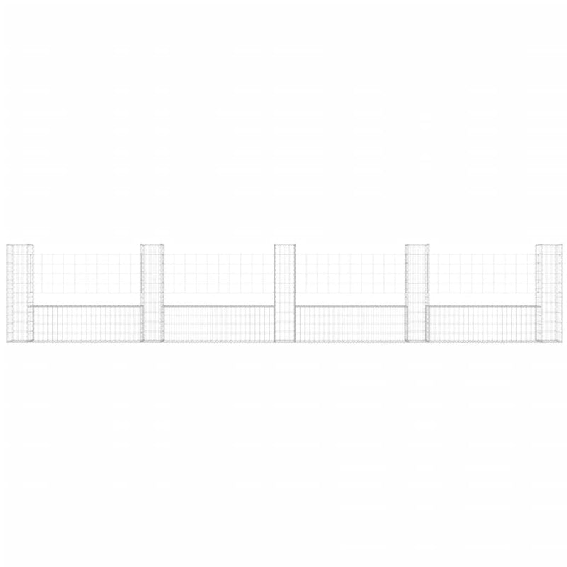 Load image into Gallery viewer, VidaXL Schanskorf U-vormig met 5 palen 500x20x100 cm ijzer