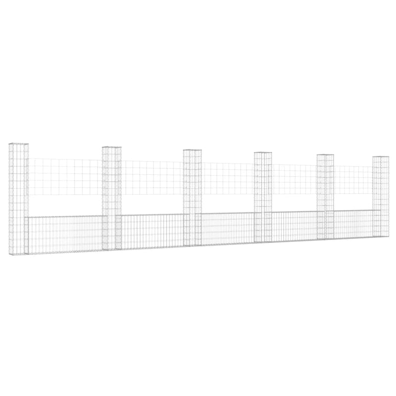 Load image into Gallery viewer, VidaXL Schanskorf U-vormig met 6 palen 620x20x150 cm ijzer