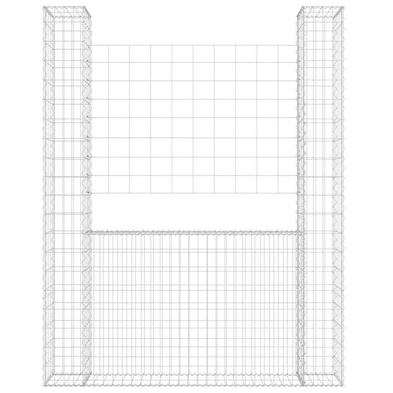 Afbeelding laden in galerijviewer, Vidaxl schanskorf u-vormig met 2 palen 140x20x200 cm ijzer