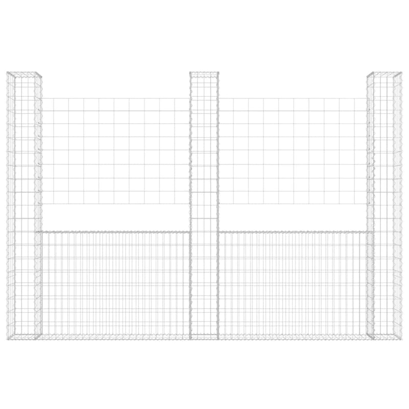 Load image into Gallery viewer, VidaXL Schanskorf U-vormig met 3 palen 260x20x200 cm ijzer