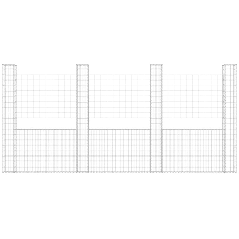 Load image into Gallery viewer, VidaXL Schanskorf U-vormig met 5 palen 500x20x200 cm ijzer