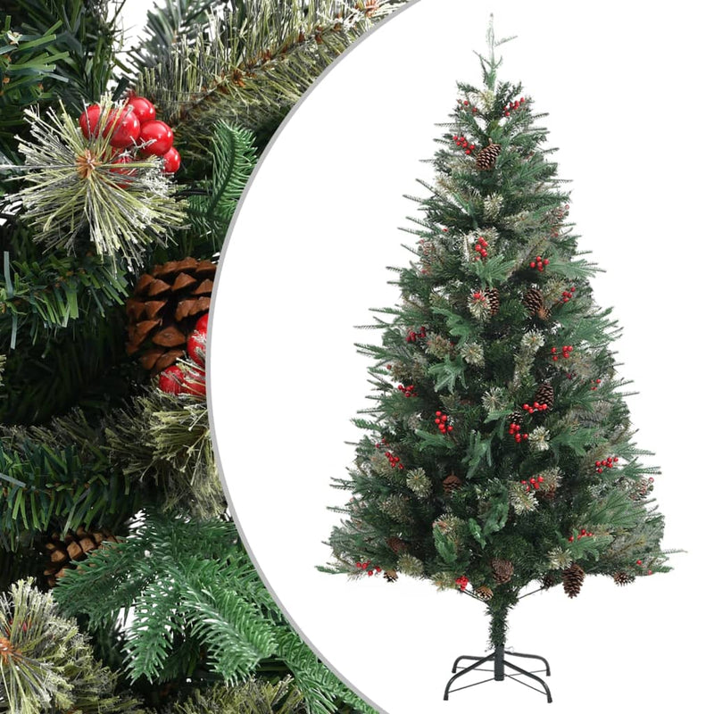 Load image into Gallery viewer, Vidaxl kerstboom met dennenappels 195 cm pvc en pe groen