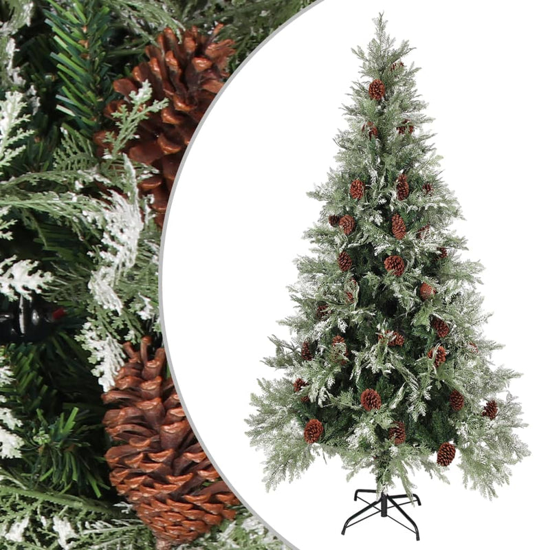 Load image into Gallery viewer, Vidaxl kerstboom met dennenappels 225 cm pvc en pe groen en wit