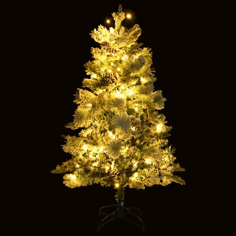 Load image into Gallery viewer, VidaXL Kerstboom met LED en dennenappels en sneeuw 150 cm PVC en PE