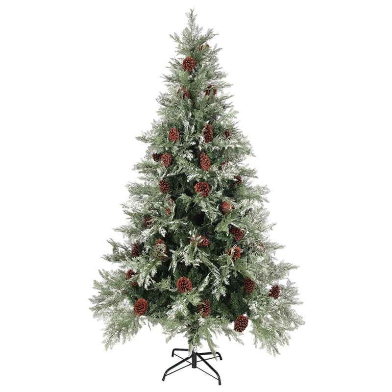 Load image into Gallery viewer, VidaXL Kerstboom met LED en dennenappels 195 cm PVC en PE groen en wit