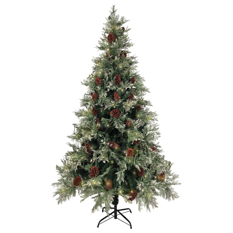 Load image into Gallery viewer, VidaXL Kerstboom met LED en dennenappels 195 cm PVC en PE groen en wit