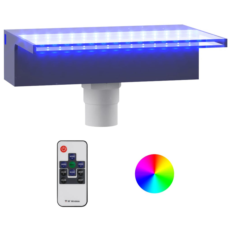 Load image into Gallery viewer, Vidaxl watervaloverlaat met rgb led's 30 cm acryl