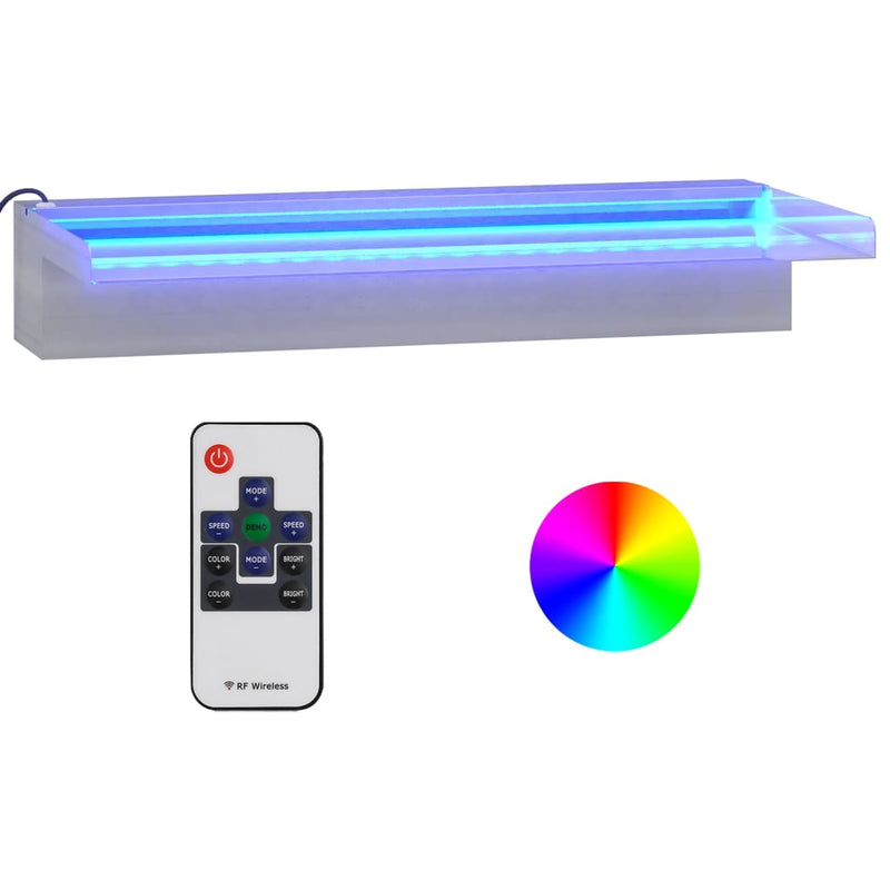 Load image into Gallery viewer, Vidaxl watervaloverlaat met rgb led's 45 cm roestvrij staal