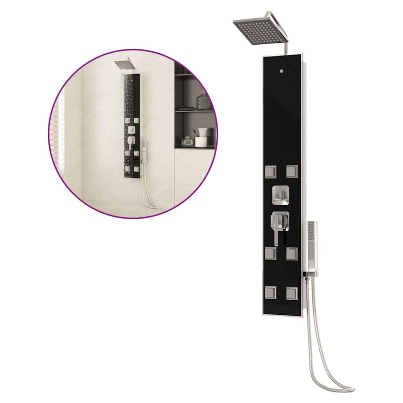 Load image into Gallery viewer, Vidaxl douchepaneel 18x45,5x130 cm glas zwart