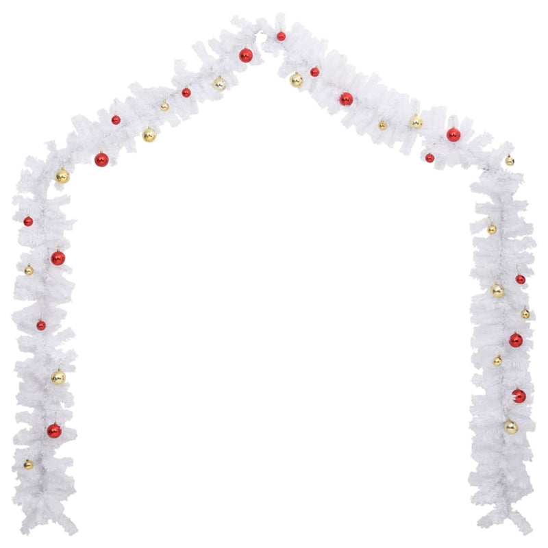 Load image into Gallery viewer, Vidaxl kerstslinger versierd met kerstballen 5 m wit