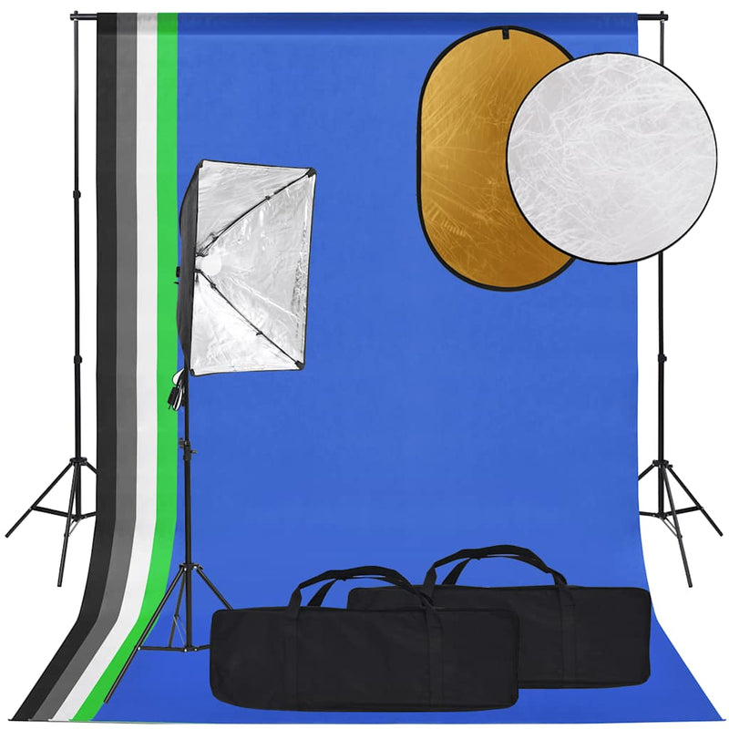 Load image into Gallery viewer, VidaXL Fotostudioset met softboxlamp, achtergrond en reflector
