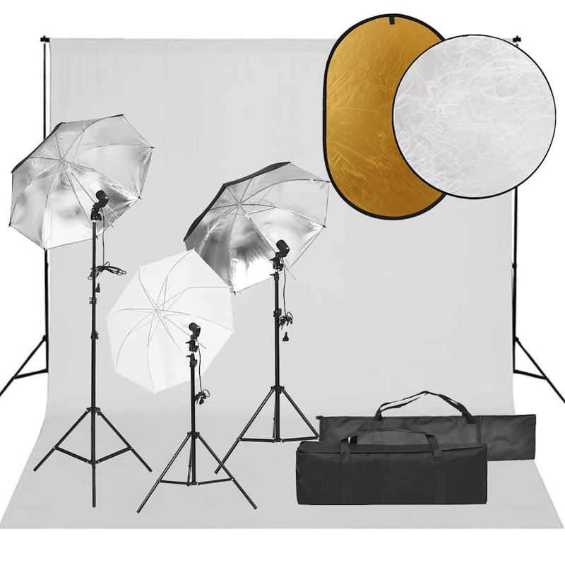 Load image into Gallery viewer, Vidaxl fotostudioset met verlichtingsset, achtergrond en reflector
