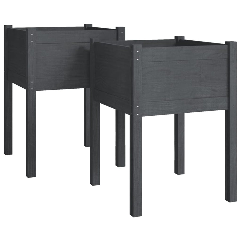 Load image into Gallery viewer, Vidaxl plantenbakken 2 st 50x50x70 cm massief grenenhout grijs