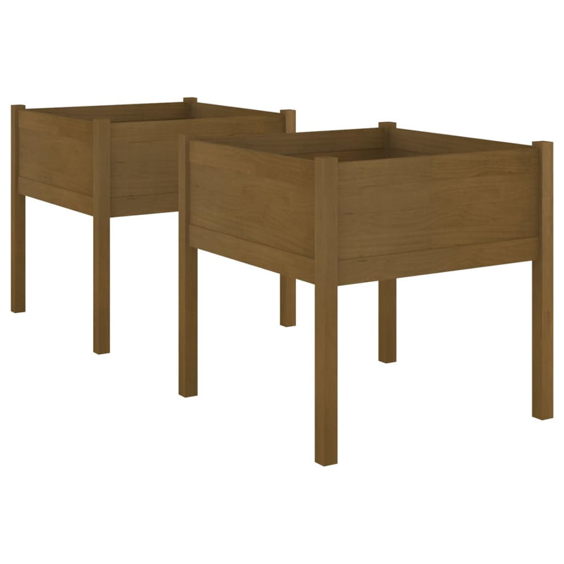 Load image into Gallery viewer, Vidaxl plantenbakken 2 st 70x70x70 cm massief grenenhout honingbruin