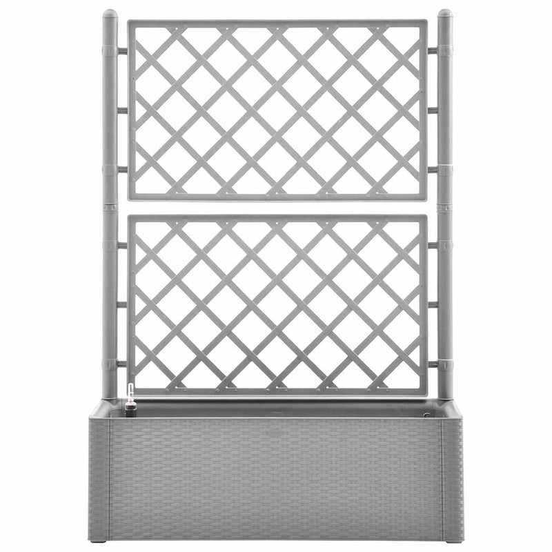 Load image into Gallery viewer, Vidaxl plantenbak verhoogd met latwerk en zelfbewateringssysteem grijs