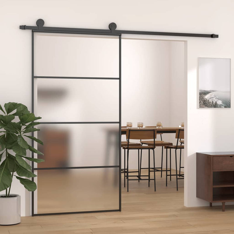 Load image into Gallery viewer, Vidaxl schuifdeur 102,5x205 cm mat esg-glas en aluminium zwart